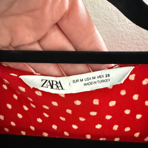 Zara Red Polka Dot Midi Dress SZ Medium - Picture 6 of 8